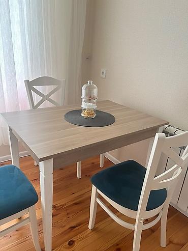 kontakt home metbex stolu: Mətbəx otağı üçün yemək masası - Masa: düzbucaqlı forma, ağ ayaqlar — 1