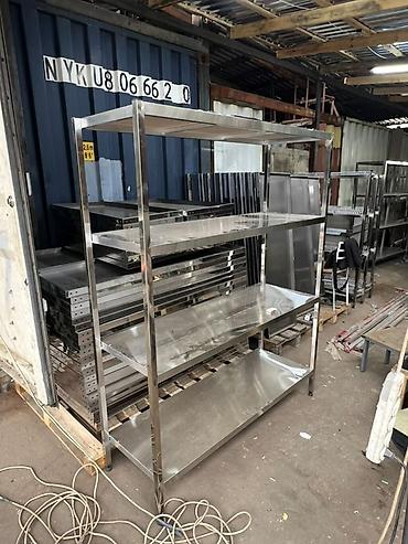 Торговое оборудование: Обращаться по номеру Стеллаж из нержавеющей стали, 4 полки. Ширина — 3