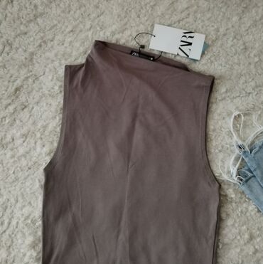 bez sandale: Zara, S (EU 36), Cotton, color - Brown