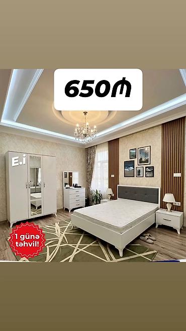 mini masa: Yataq otağı mebel dəsti – 650₼ Komplektdə: - İki qapılı, güzgülü şkaf — 1