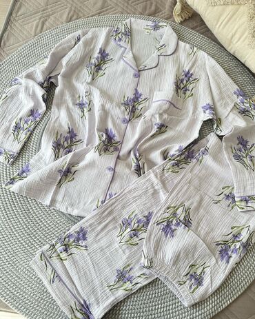 Пижамы: Пижама, Муслин, Китай, На пуговицах, 2XL, M, L — 4