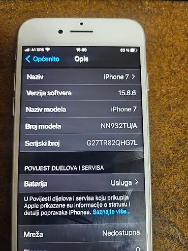 Apple iPhone: Apple iPhone 7, srebrni jako dobro ocuvan kao nov128 gbmemorija- 73% — 5
