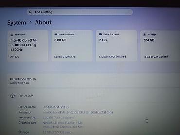 acer i5: Acer Aspire A315-55 seriyası noutbuk Texniki xüsusiyyətlər: - — 3