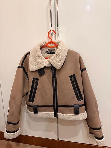 prsluci cupavi: ZARA kratka aviator jakna sa veštačkim krznom (shearling stil) - — 1