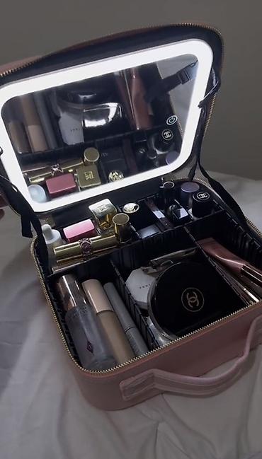 bts canta: LED işıqlı makiyaj güzgülü daşınan kosmetik çanta - Çoxfunksiyalı — 5