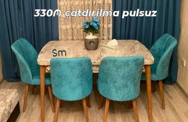 Masa və oturacaq dəstləri: Mətbəx üçün, Yeni, Açılan, Dördbucaq masa, 4 stul — 6