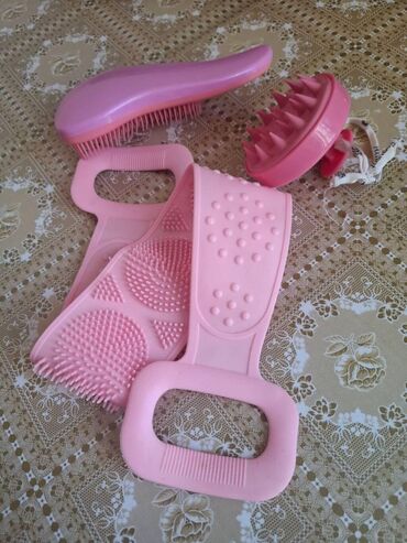 горки для купания: Hamam və saç baxımı üçün 3-lü dəst - Silikon hamam kəməri: İki tərəfli