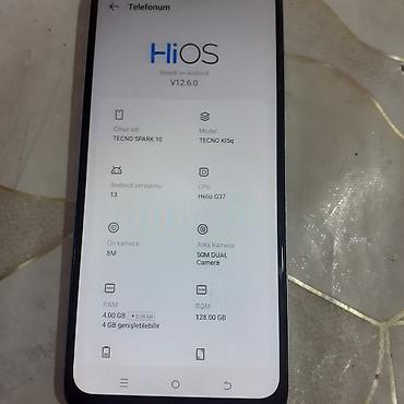 oyun telefonları ucuz: Tecno Spark 10 4G, 128 GB, rəng - Ağ — 4
