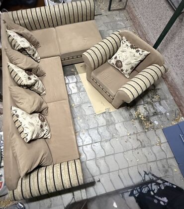 купить кухонный шкафчик напольный: Угловой мягкий комплект: диван + кресло - Конфигурация: угловой