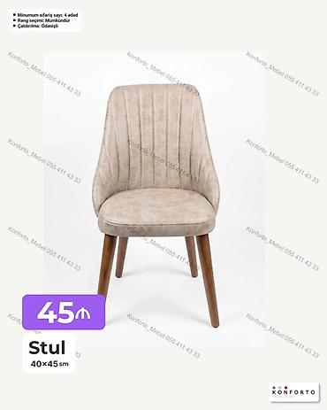 Мебель: Stul – 40×45 sm - Yumşaq süngərli oturacaq və bel hissəsi, vertikal — 1