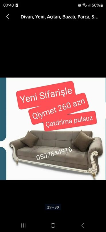 Divanlar: Divan, Yeni, Açılan, Bazalı, Parça, Ödənişli çatdırılma — 28