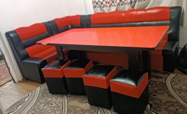 кухонный стол угловой: Ашкана үчүн жумшак бурчек, Колдонулган, Башка материал, түсү - Кызыл