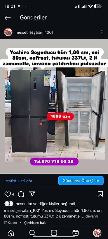 zil satilir: Soyuducular anbardardan satış 399 azn baslayir. Ünvana çatdırılma — 8