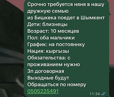 Үй персоналы жана тазалоо: Талап кылынат Бала багуучу Толук жумуш күнү — 1