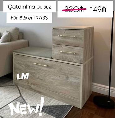 çalışma stulu: Ayaqqabı dolabı və şkaf modulu - Rəng və tekstura: ağac fakturalı boz — 1