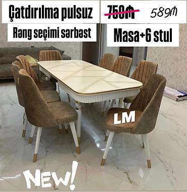 qubka: *Möhtəşəm masa dəsti*👑 *Yüksək keyfiyyətlə* Qiymət : Masa +6 stul — 1