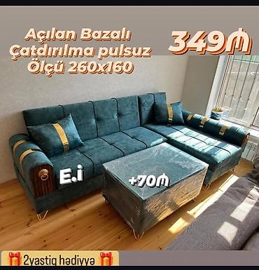armud puf: Açılan, bazalı künc divan dəsti - Ölçü: 260 x 160 sm - Açılan — 1