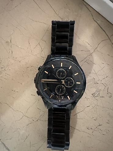 apple saat: Armani Exchange (A|X) kişi qol saatı – qara rəngli, metal qolbaqlı — 3