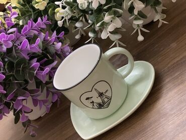 Birdəfəlik qablar: Fincanlar, rəng - Yaşıl, Keramika, 1 əd