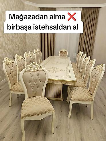 stul uzluyu: Qonaq otağı üçün, Yeni, Açılmayan, Dördbucaq masa, 12 stul — 1