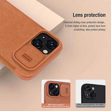 Maske i futrole za telefone: Zaštitna maska Nillkin Qin Pro za iPhone 14 Plus 6.7 inča, crne boje — 7