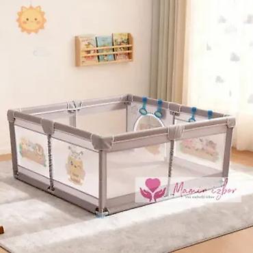 dune sandale: Ogradica za bebe JOY siva boja + print – 150×180 cm Velika, prostrana — 1
