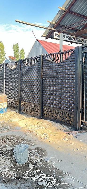 Бетонные еврозаборы: Эвро забор с установкой кепилдик жана орнотуу - Материал — 12