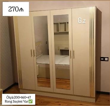 dekor ref: Geniş güzgülü paltar dolabı - Model: 4 qapılı, iki ön güzgülü panel - — 1