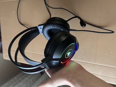 shure mikrafon: 2 metr kablolu compüteredə gedir təzə ideal işıqlı mikrafonlu qulaqlıq