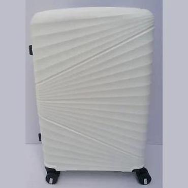 Putni koferi i torbe: Tvrdi kofer na točkiće – beli, moderno reljefno kućište - Materijal — 12