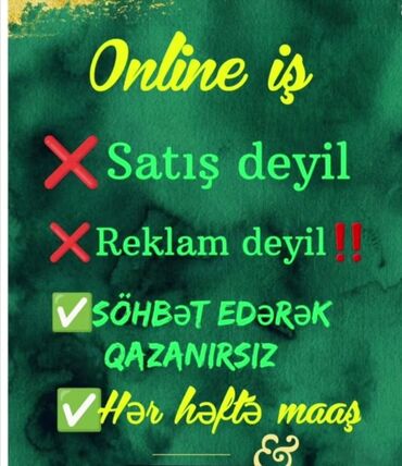 Çağrı mərkəzi operatorları: Çağrı mərkəzi operatoru tələb olunur, Yalnız qadınlar üçün, İstənilən yaş, Təcrübəsiz, Həftəlik ödəniş