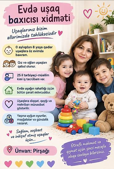 Tədbirlərin təşkili: 🌸 EVDƏ UŞAQ BAXICISI 🌸 👶 Gündəlik və ya daimi uşaq baxımı təklif — 1