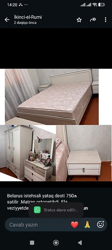 Belarus istehsali yataq desti 750₼ satilir .Matras ortopetikdi .Ela