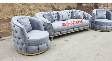 Divan və kreslo dəstləri: Yeni, Divan, 2 kreslo, Bazalı, Açılan — 8