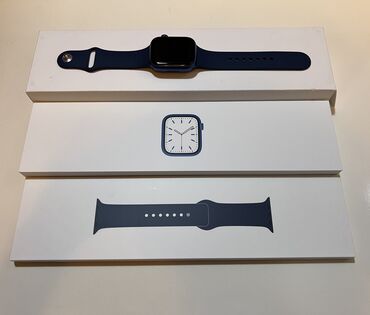 apple watch 6 qiymeti: Apple Watch 7 Blue Aluminum 45mm TƏCİLİ SATILIR!! 100% pil gücü