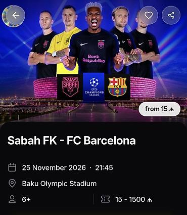 interaktiv oyuncaq itlər: Tədbir: Sabah FK – FC Barcelona (UEFA Çempionlar Liqası) Tarix və — 1