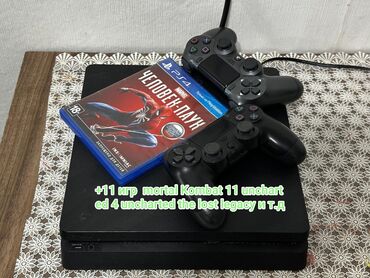ps4 lalafo: Пс 4 Слим 2 джойстика 1 Тб около 11 игр таких как анчартед 4 хитман