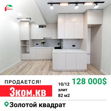 оренда кафе: 3 бөлмө, 82 кв. м, Элитка, 10 кабат, Евроремонт