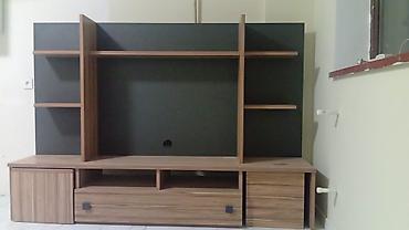 TV stendi və divar rəfi dəsti - Material: ağac teksturalı