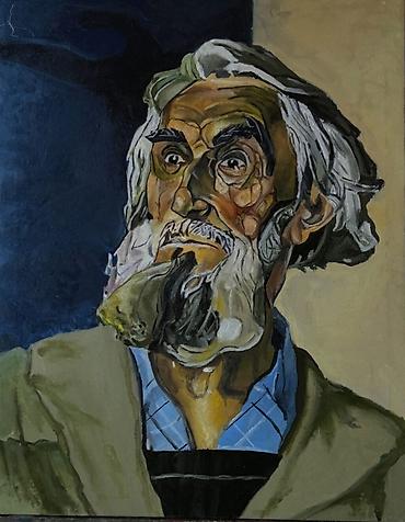 şaxta baba şekili: Yağlı boya portret tablo - Texnika: kətan üzərində yağlı boya - Ölçü — 1