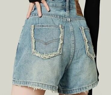 женские джинсовые шорты с высокой талией и поясом: Күнүмдүк шортылар, Жынсы, M (EU 38)