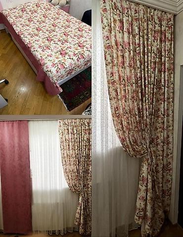 qiz otagi ucun perdeler: Güllü naxışlı tekstil dəsti Təcili satılır gənc odasi ucun perde və — 2