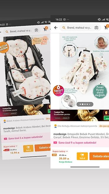 ortopedik məhsullar: Uşaq arabası və puset üçün ortopedik minderlər və aksesuar dəsti — 3