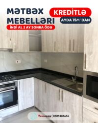 Sifarişlə mətbəx mebeli: Sifarişlə mətbəx dəsti, Özü çəkən petlələr, Mat laminat, Kredit var, Rayonlara çatdırılma, Pulsuz çatdırılma — 26