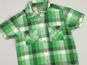 koszula poliester: Shirt 2-3 years, condition - Very good, pattern - Cell, color - Green