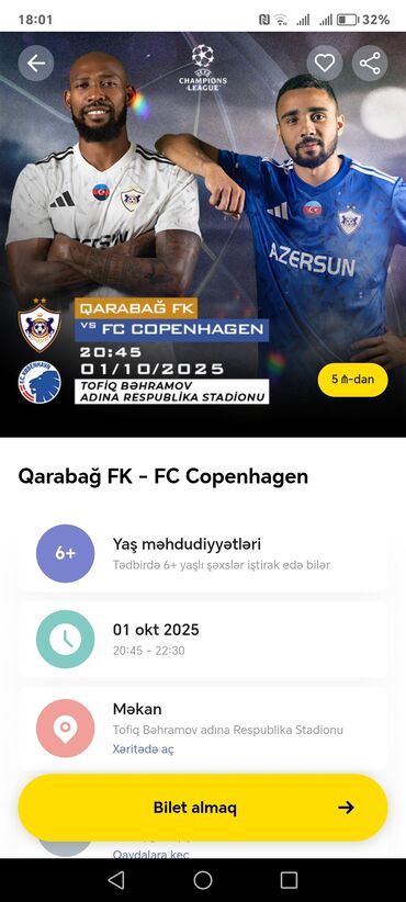 Tibb, əczaçılıq: Tədbir: Qarabağ FK – FC Copenhagen (UEFA Çempionlar Liqası) Tarix və