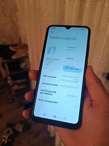 redmi telefonu: Redmi 10A, 64 GB, Barmaq izi — 2