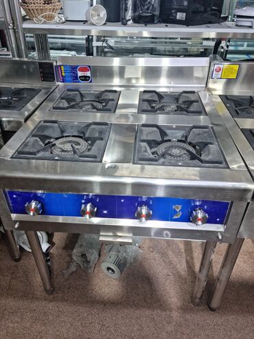 набор эмалированной посуды: Промышленная газовая плита на 4 конфорки из нержавеющей стали -