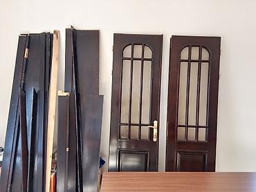 taxta qapilar ve qiymetleri: Məhsul: 2 ədəd daxili taxta qapı dəsti - Material: tünd rəngli — 2