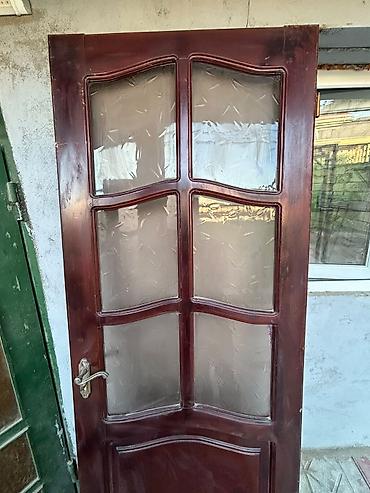 qifil sekilleri: Şüşəli taxta otaq qapısı - Material: möhkəm taxta karkas, tünd — 2